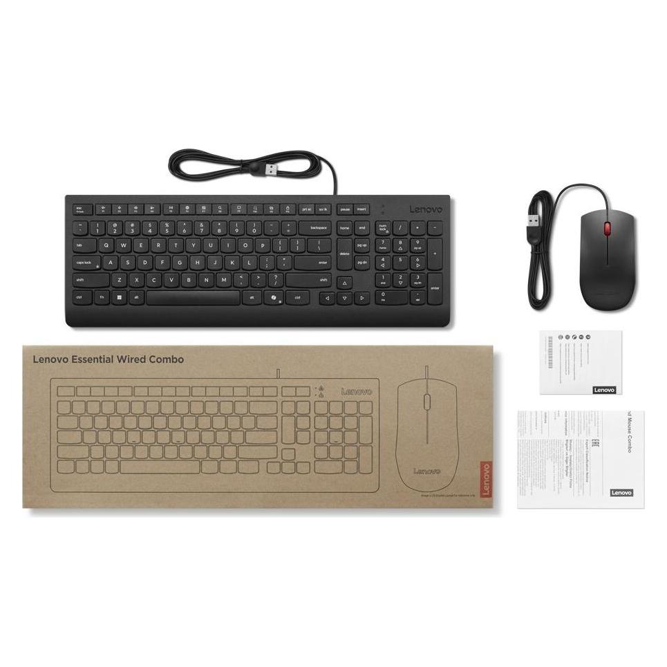 Lenovo Essential Wired Combo Keyboard and Mouse German 129 (DE, Kabelgebunden) (4X31R64414)
