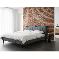 BETT mit LED 180/200 cm Stoff Dunkelgrau Beaulieu