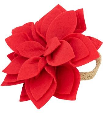 Saro Lifestyle Felt Blossom Napkin Ring (Set of 4)