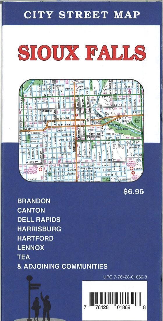 Carte des rues de Sioux Falls, Dakota du Sud   GM Johnson