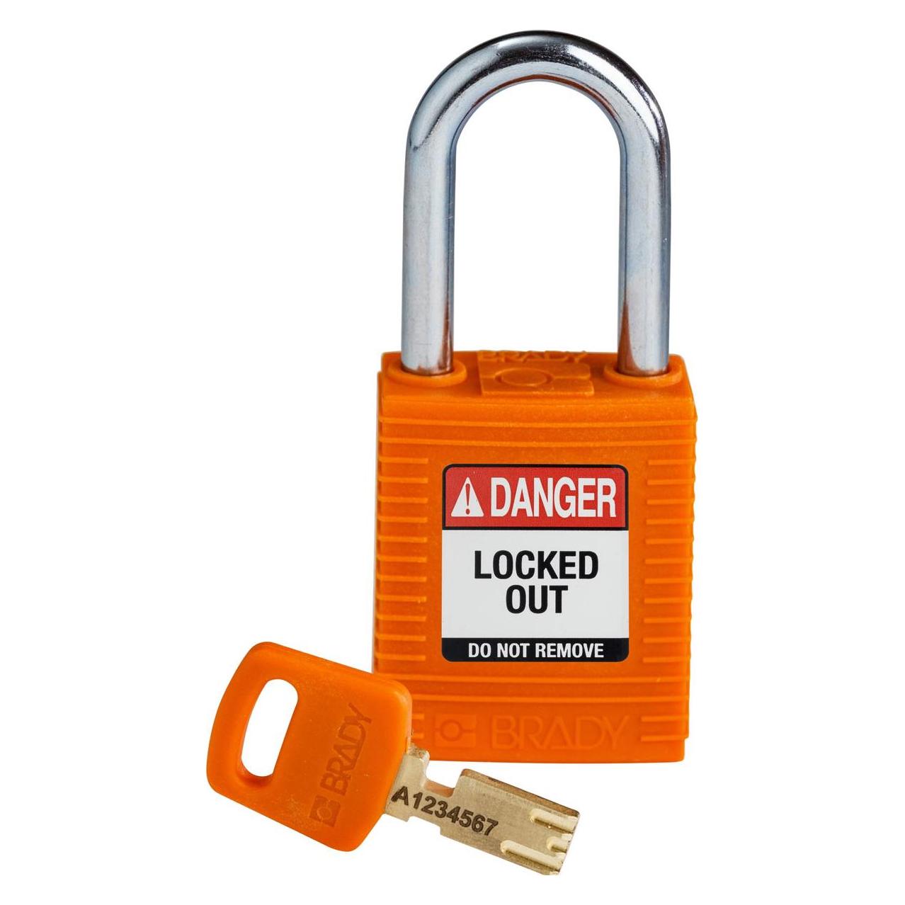 Brady SafeKey Nylon Lockout-Vorhängeschlösser (NYL-ORG-38ST-KD)