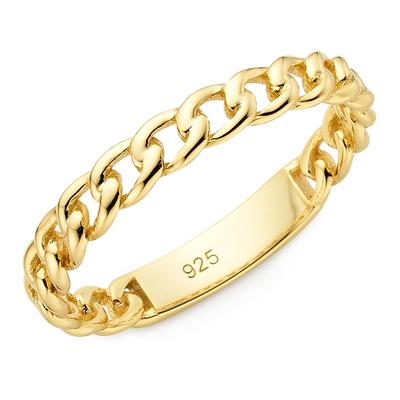 Fingerring FIRETTI "Schmuck, Geschenk, Panzerketten-Optik" Gr. 54, gelbgoldfarben, Fingerringe, Damen, 54, Silber 925 (Sterlingsilber), 2,8mm, Fingerring