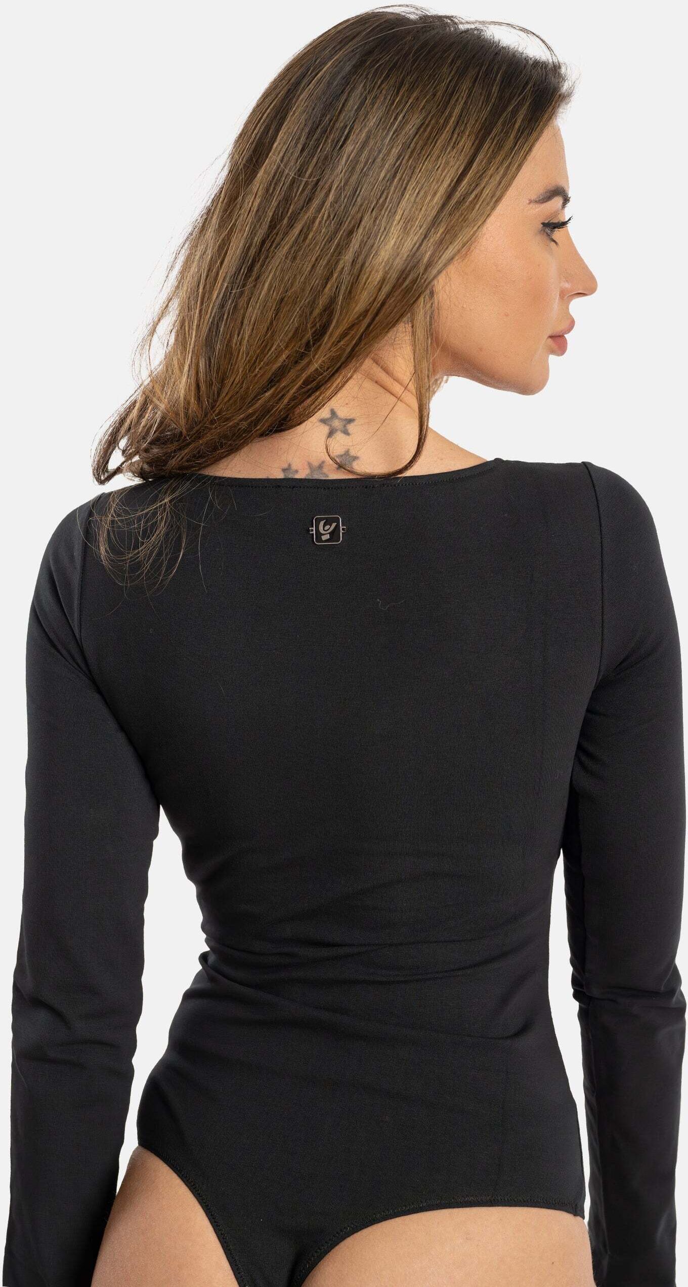 Body FREDDY "Body F4WTWY5", Damen, Gr. L, EURO, schwarz, Obermaterial: 80% Baumwolle CO. 20% Elasthan EL., Bodys Body schwarz L, EURO