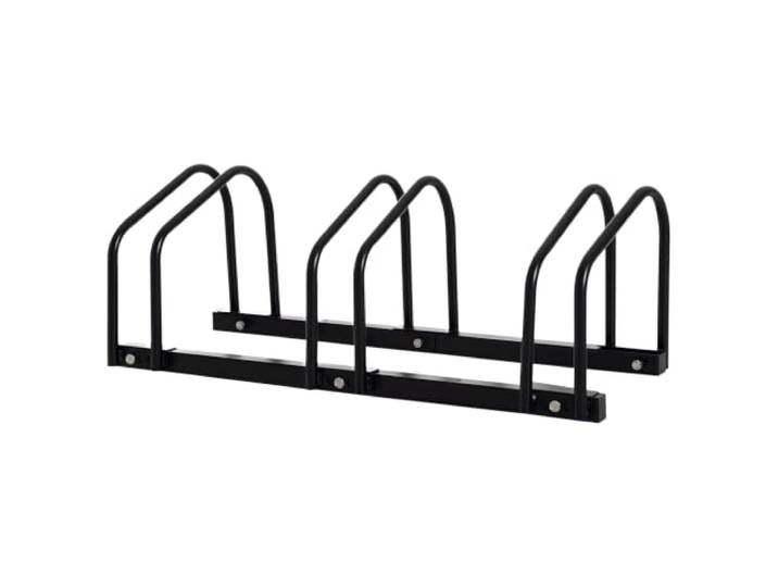 HOMCOM Râtelier 3 Vélos Pneu 65 mm VTT Enfants BMX 76 x 33 x 27 cm Noir Range-Vélos\, Support de Rangement\, Sol ou Mural\, Acier