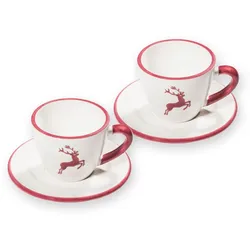 Gmundner Keramik Bordeauxroter Hirsch, Espresso für 2