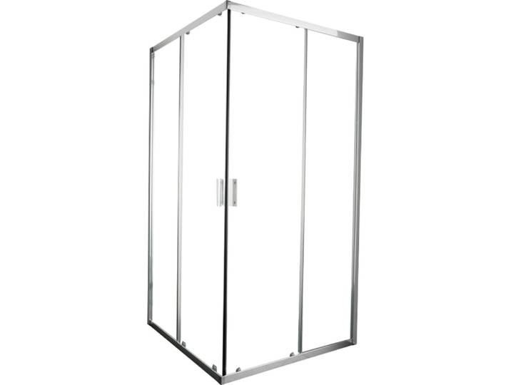 Eckdusche WELLTIME New Summer , silber (chromfarben), B:100cm H:190cm T:100cm, Duschkabinen, Eckdusche, verbessertes Rollensystem, hochwertiger Aluminiumrahmen, 6mm ESG