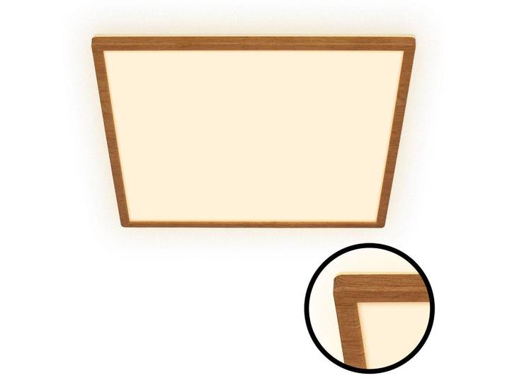 LED Deckenlampe Holz Deckenleuchte Wohnzimmer Indirektes Licht Flach Warmweiß