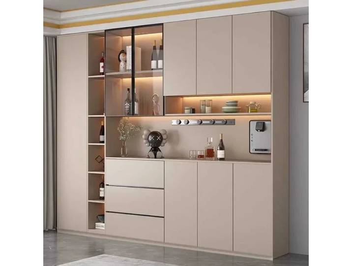 Buffet autoportant avec portes en verre et portes de proximité, grande armoire de cuisine moderne, buffet de rangement de clapier