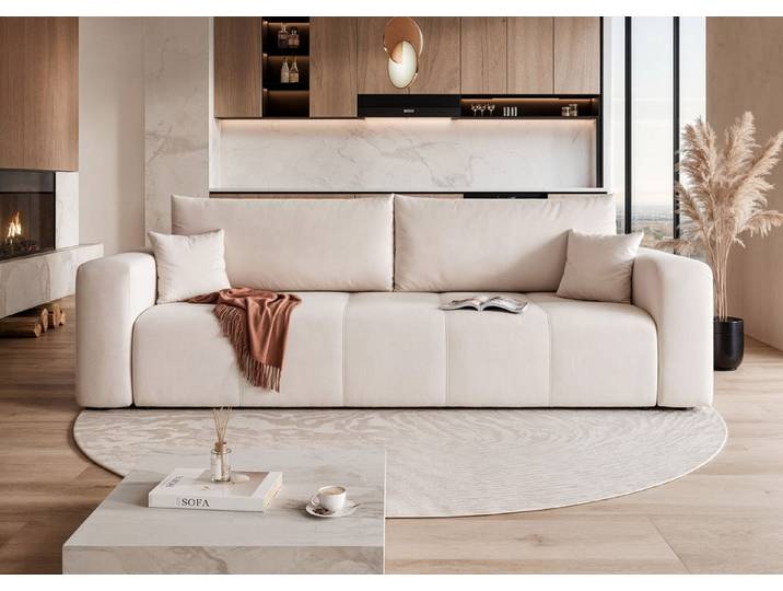 yourhouse24 Sofa PEDRO Kompakte Design – Mit Schlaffunktion & Bettkasten, mit Schlaffunktion und Bettkasten, Seite universal