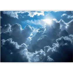 Artgeist, Tapete, Fototapete - Animated Scenery: The Sun Battling with Clouds (150 x 105 cm)