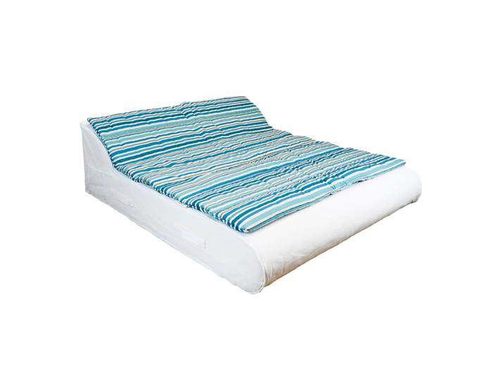 Surmatelas pour bain de soleil 2 places - rayures bleues