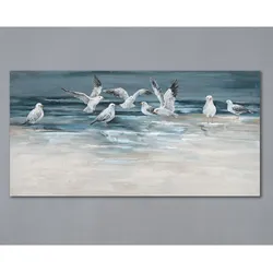 La Casa »Möwen auf dem Meer« Ölbild handbemalt 70x140 cm auf Leinwand
