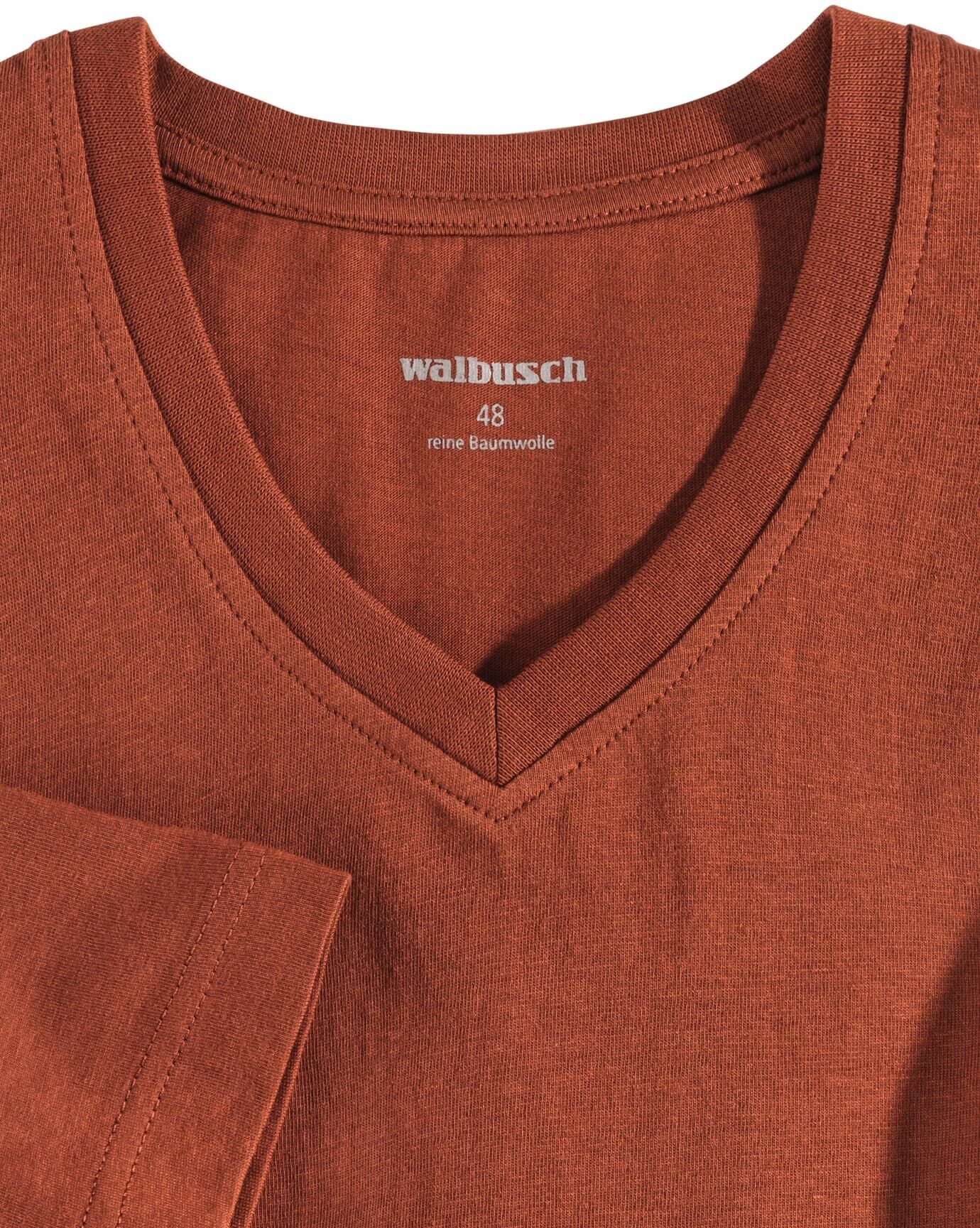 Walbusch T-Shirt V-Ausschnitt, , Farbe Orange, 52, supergekämmte Baumwolle formbeständig Herren
