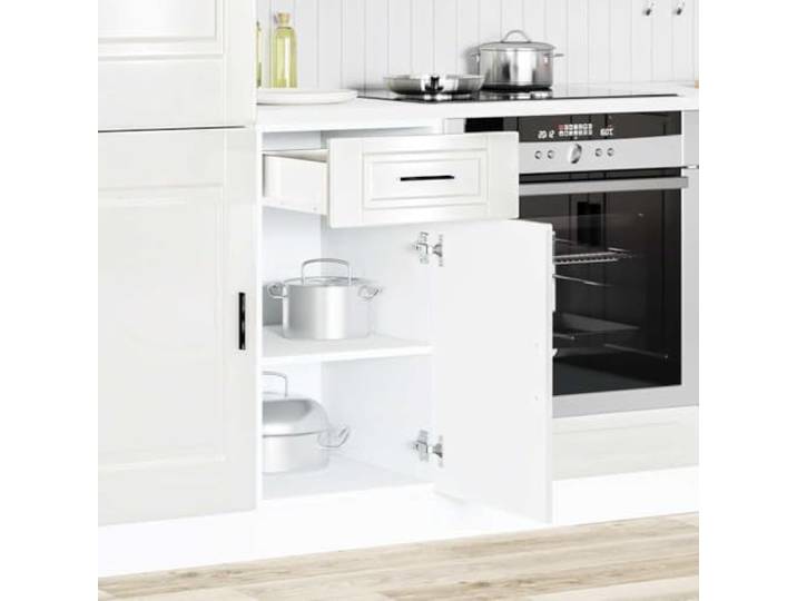KTHLBRH Küchenschrank Porto weiß glänzend 40 x 46 x 81,5 cm Verstellbare Füße, Einzeltür, Schrank und Schublade, Kapazität 60 kg, leicht zu reinigen