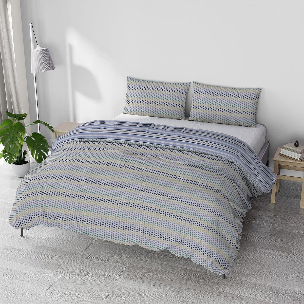 Blauw katoenen dekbedovertrek set van 250x200 cm
