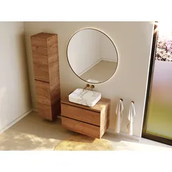 RIHO Spring Dew Badmöbel-Set, Waschtisch und Waschtischunterschrank, 2 Auszüge, 80x46x56cm, F001517D05, Farbe: Nature Oak Holzdekor