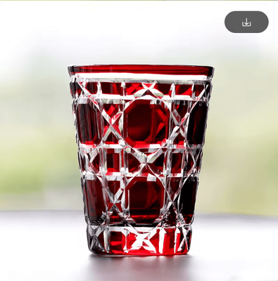 Inspire Picks Hand Cut Multi Colored Cocktail Tumbler 260 Ml Colored Whiskey Glass For Coffee Water And Spirits no45red about 260ml