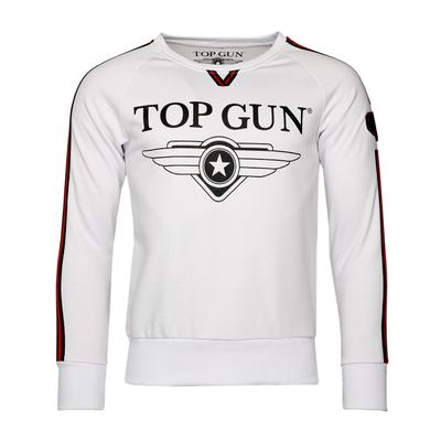 Sweater TOP GUN "Streak TG20191013", Herren, Gr. 52L, weiß, Obermaterial: 100% Baumwolle, Sweatshirts Sweater