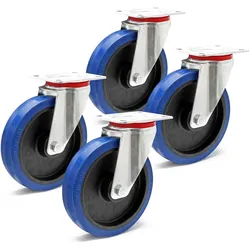 Wiltec, Möbelrollen, Lenkrollen Set 4x Transportrolle o. Bremse 200mm Möbelrolle 350kg