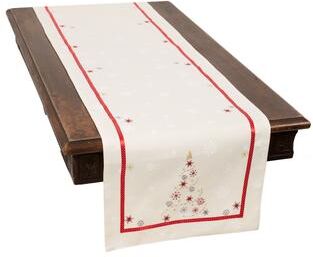 Xia Homefashions Festive Christmas Tree Embroidered Table Runner
