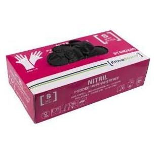 Prime Source Handske Engangs STANDARD str S uden Pudder Nitril AQL 1.5 Sort,100 stk/pk (100 Stk.) (5710876445823)