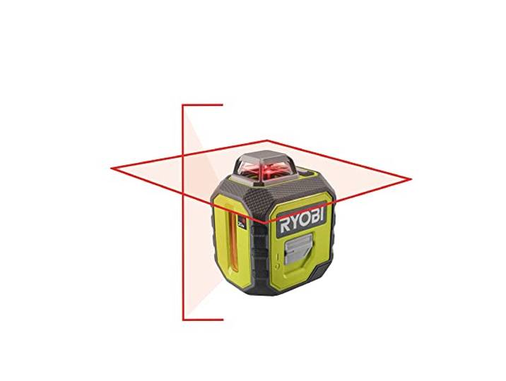 RYOBI Niveau Laser Croix Rouge 360° RB360RLL Portée 20 m Pochette Incluse Ligne horizontale à 360° et verticale à 120°\, interrupteur simple\, lignes activables séparément\, 4 piles AA\, pose de cadres