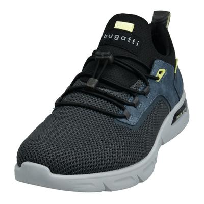 Slip-On Sneaker BUGATTI, Herren, Gr. 45, Textil, grau (dunkelgrau), Lederimitat, Textil, Schuhe, Freizeitschuh, Halbschuh, Schlupfschuh mit elastischer Schnürung