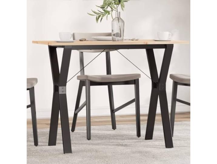 HEFZGDB Esstisch Y-Gestell 100x50x75 cm Massivholz Kiefer und Stahl mit robuster Tischplatte für stabile Mahlzeiten