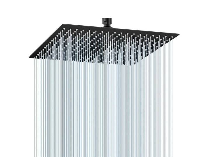 Regendusche 40 cm Edelstahl Schwarz, Metall, 40x12.7x40 cm, Badezimmer, Baden & Duschen, Duschköpfe & Duschschläuche