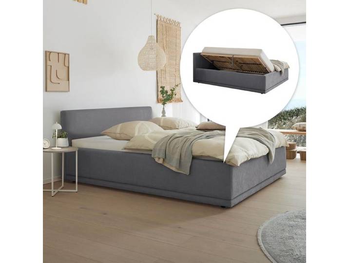 Musterring Polsterbett JustB! SC 200 Komfort Webstoff mit Bettkasten und Lattenrost 180x200cm Hellgrau modern, Mit abnehmbarem Bezug