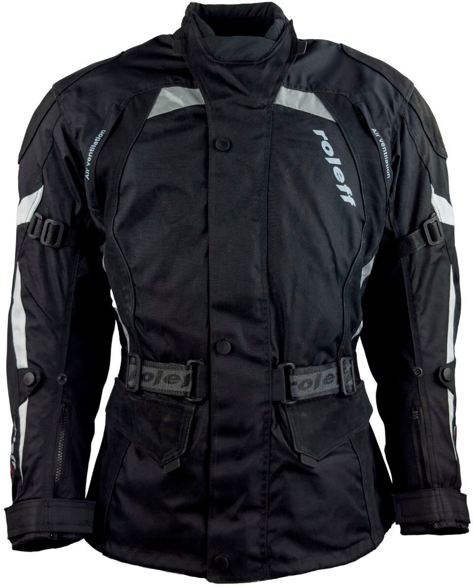 Motorradjacke ROLEFF "RO 594 S" Gr. 6XL, schwarz, Jacken, 6XL, Obermaterial: 70% Polyester, 30% Rindnubukleder. Innenfutter: 100% Polyester, Motorradjacke, Mit Sicherheitsstreifen