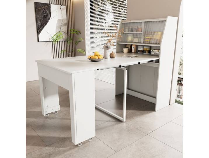Nouvelle table à manger extensible épaissie design moderne L52 132.5 * b80 * h76cm table extensible jetable casier de salle