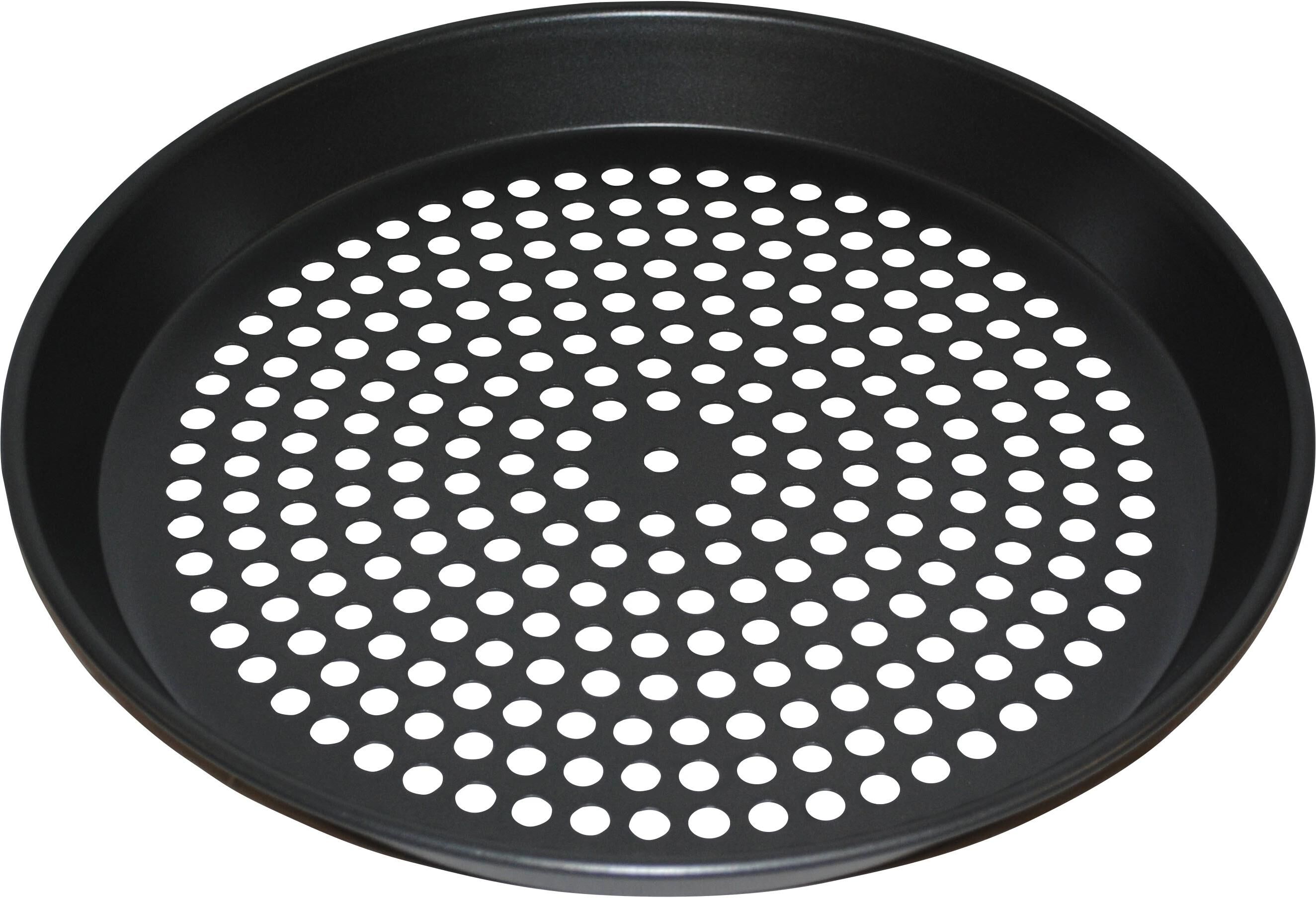 Pizzablech "Stronghold gelocht", schwarz, B:30cm H:3cm T:30cm Ø:30cm, Aluminium, Backbleche, Pizzablech schwarz B/H/T: 30cm 3cm x 30cm