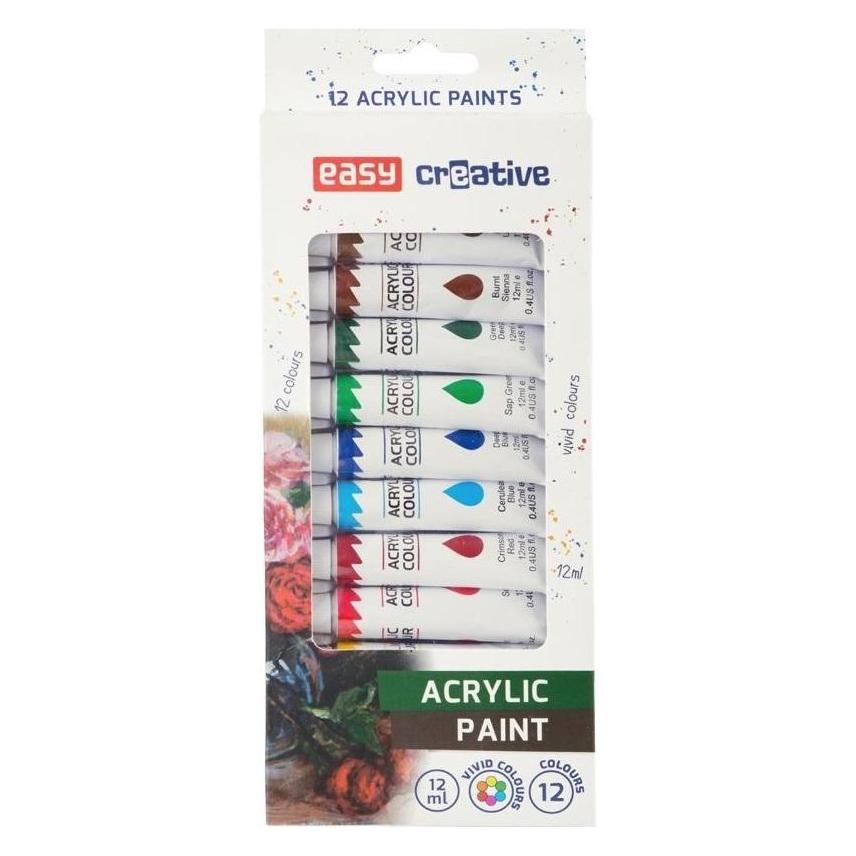 Easy Acrylfarbe 12 Farben (12 ml) (368368)