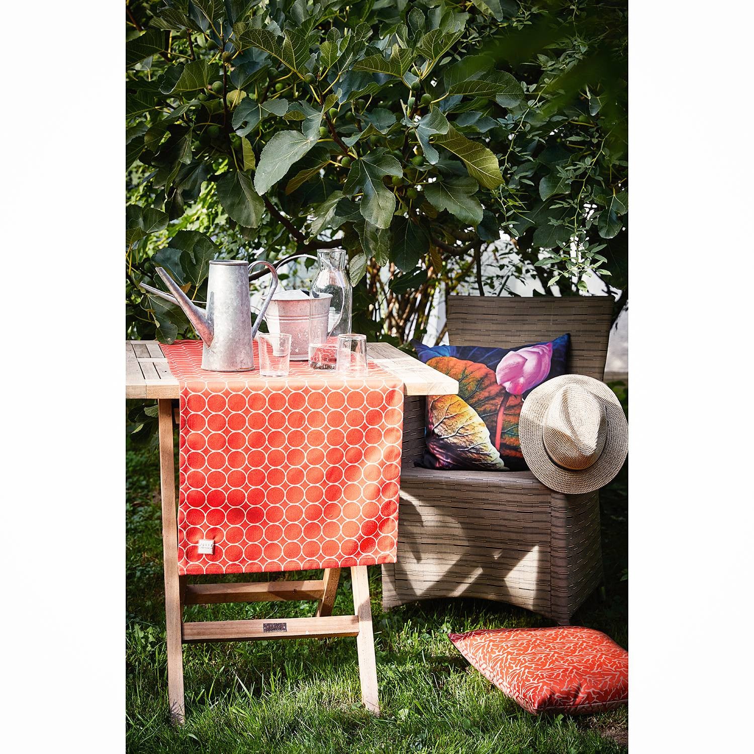 home24 Tafelloper 3973 Rood/Koraal met Grafisch Patroon, Breedte: 46 cm, Lengte: 135 cm