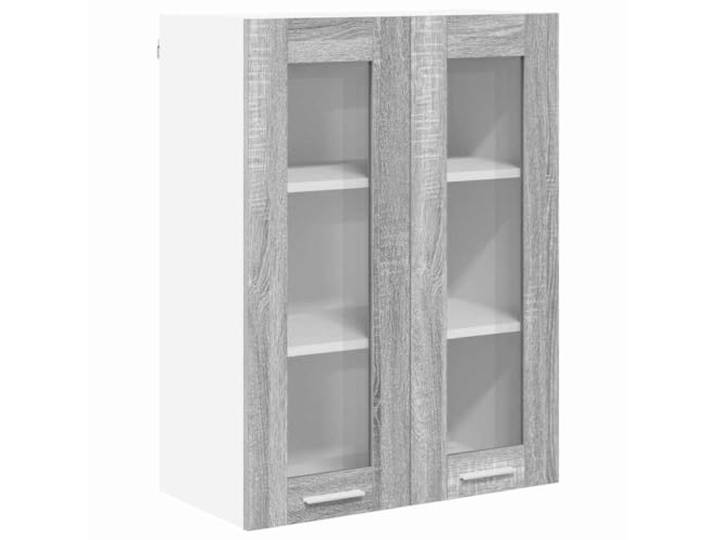 IBUQDDV Hängeschrank Sonoma-Grau 60 x 31 x 80 cm Holzwerkstoff Wandmontage, Küchenaufbewahrung, Geschirr und Utensilien, feuchtes Tuch zur Pflege, rechteckige Form