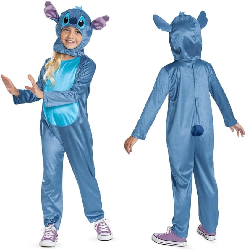 Disney Lilo & Stitch Fancy Dress for Kids: Stitch Jumpsuit for Kids Includes Hood with Dimensional Ears and Soft Fabric Disguise