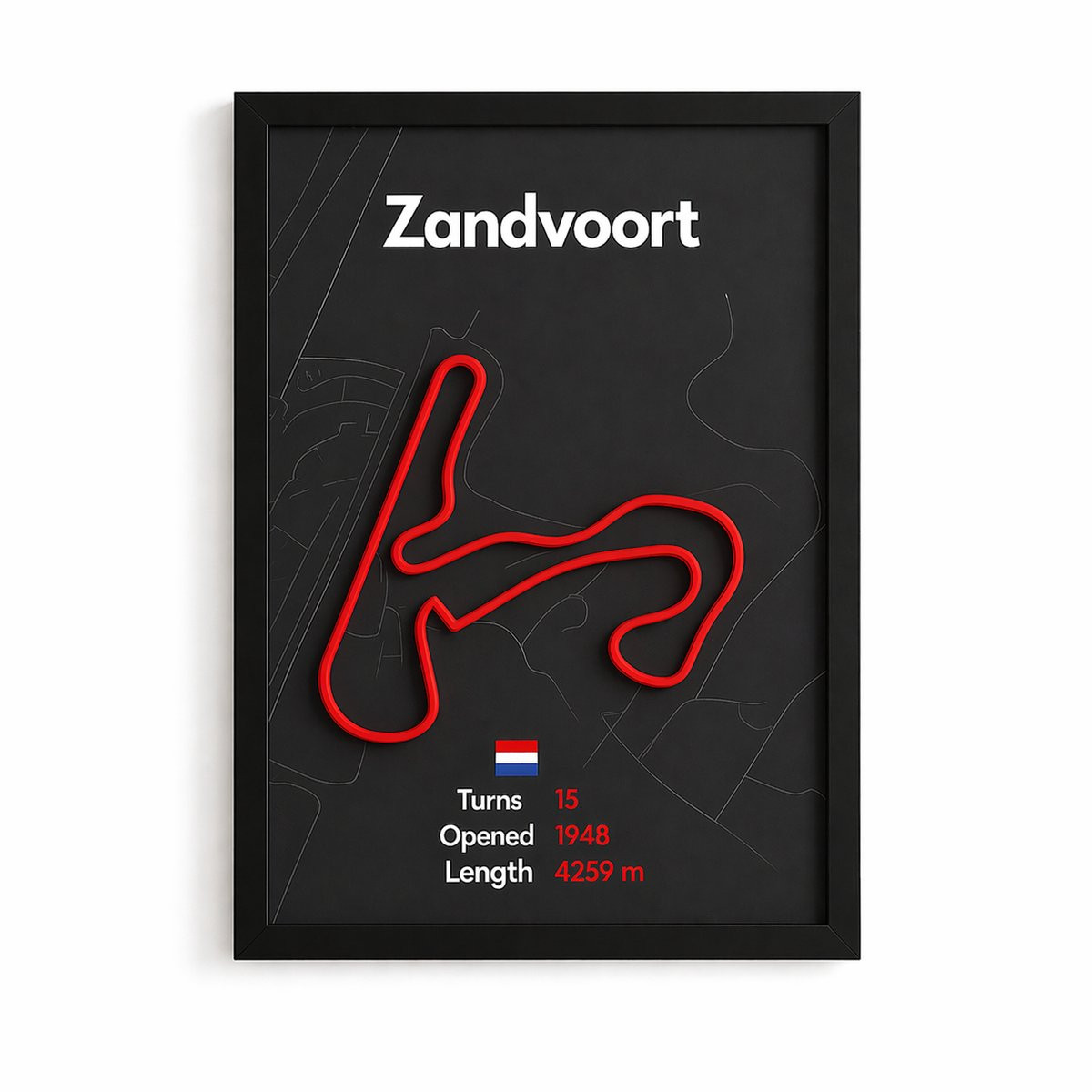 Circuit Zandvoort Nederland 3D Schilderij Wanddecoratie met Lijst en Standaard - 23 x 32 cm