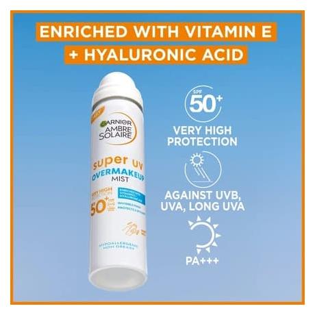 Garnier -Ambre Solaire -Super UV Over Makeup Mist - SPF 50+ - 75 ml (SPF 50+, 75 ml) (1302525)