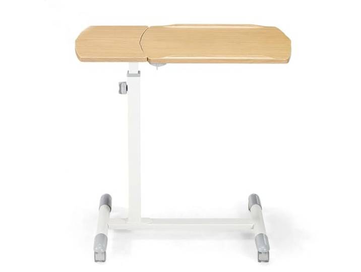 OIFAODAO Runde Tische， Höhenverstellbarer C-förmiger Beistelltisch mit feststellbaren Rädern(/Natural)