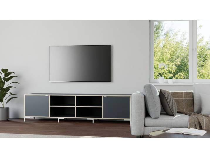 Sideboard in Multiplex-Optik Premium Dekore Schwarz Multiplex Kante