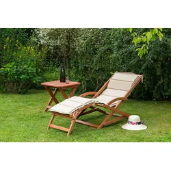 Bäderliege Copa Cabana klappbar Echtholz/Grün/Beige