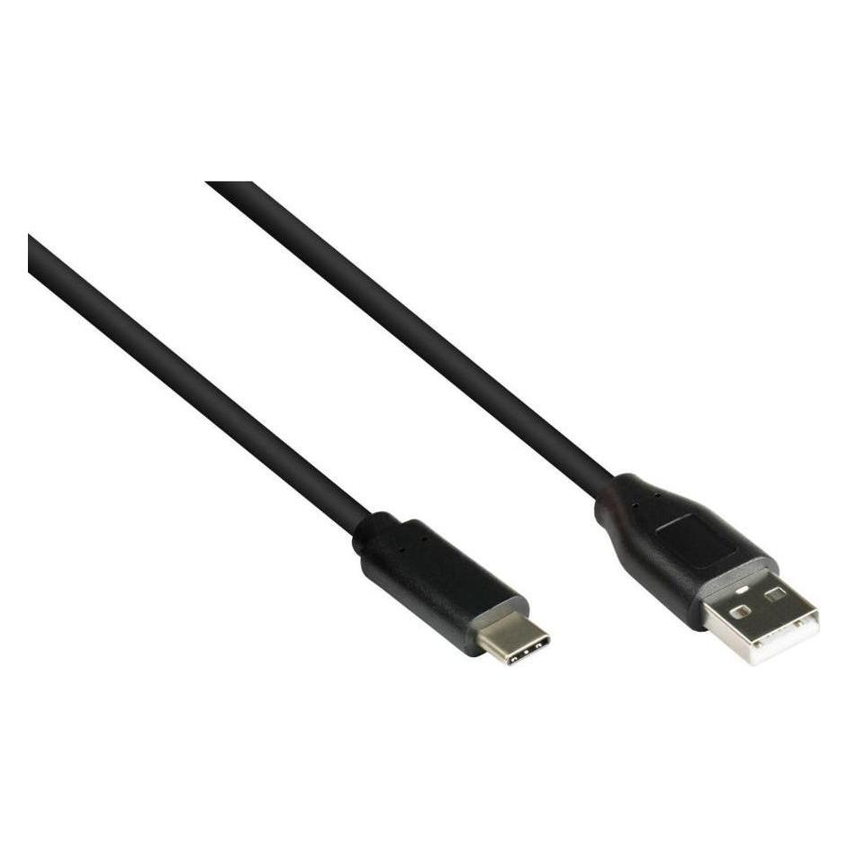 Varia Anschlusskabel USB 2.0, USB 2.0 A Stecker an USB-C Stecker, CU, schwarz, 0,5m (0.50 m, USB 2.0) (SO-37351)