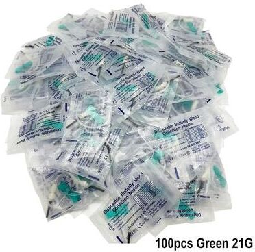 Uplift Picks Disposable Butterfly Blood Collection Needles Double Wing Veterinary Needles For Pet Animal Care green (100 Pcs)