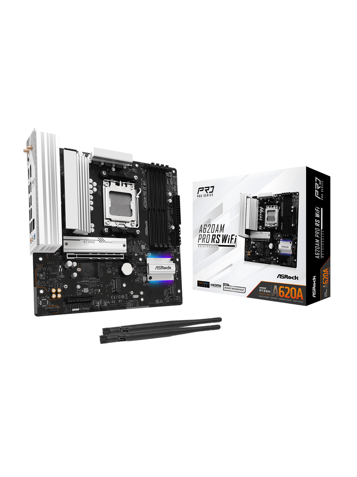 ASRock A620AM PRO RS WIFI Mainboard - AMD A620A - AMD AM5 - DDR5 RAM - Micro-ATX