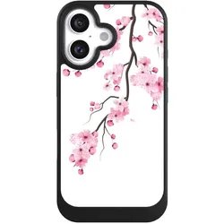Nivocase Hülle für Apple iPhone 16 Handyhülle NIVOcore Case Schwarz Asien Japan Kirschblüten (Apple iPhone 16), Smartphone Hülle, Schwarz