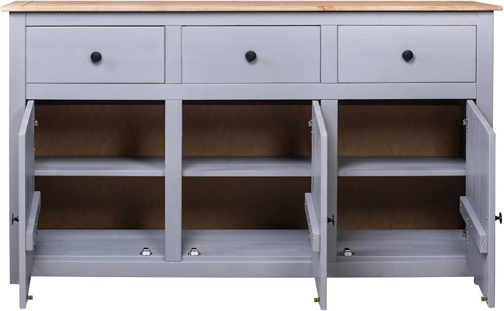 vidaXL Buffet Gris 135x40x80 cm Pin solide Assortiment Panama