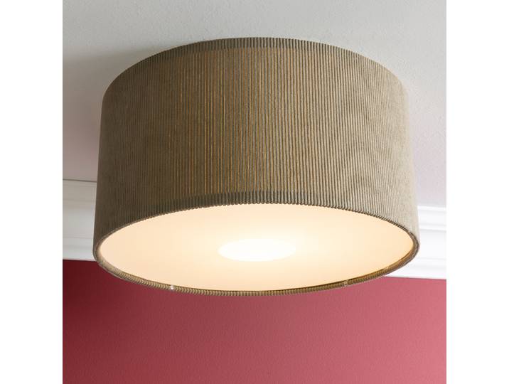 Plafonnier Ø 45cm Gris Velours côtelé E27