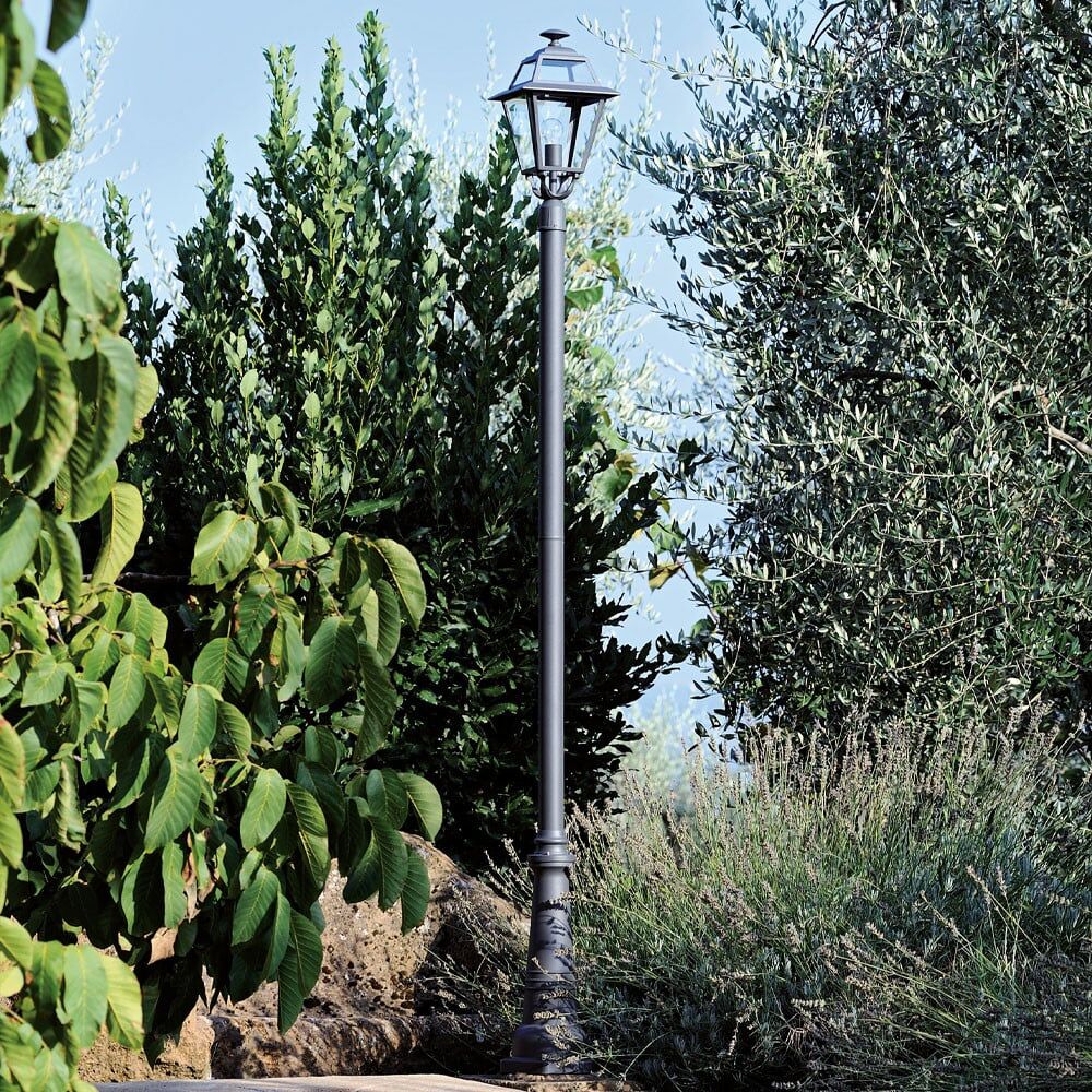 Elegance Lampione Grafite Lanterna Singola Design Tradizionale