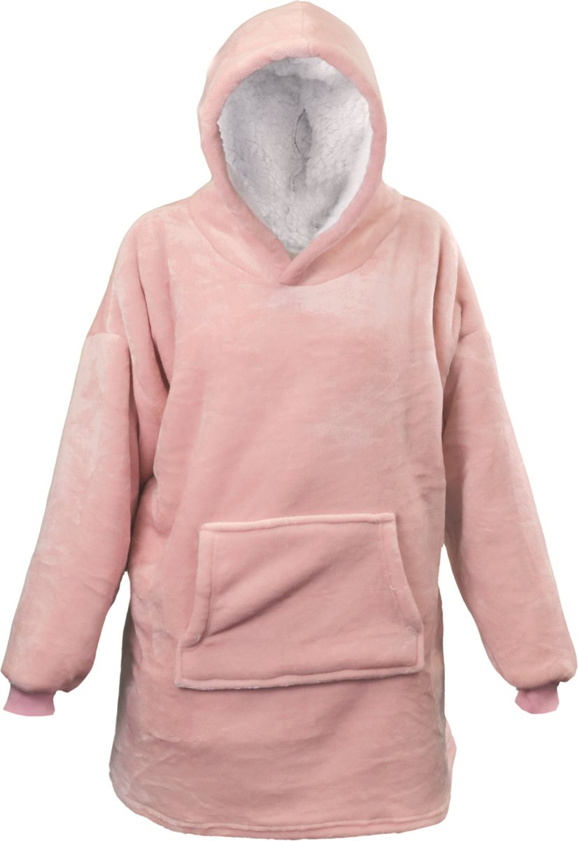 Fleece Hoodie Plaid met mouwen Roze One size fits all voor dames en heren